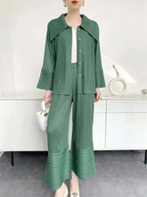 Elegant Plissé Pocket Wide Leg Pant